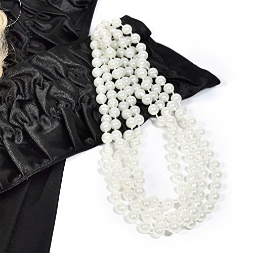 GOODS+GADGETS Charleston 20er Jahre Perlenkette 180cm Lange Halskette mit Perlen weiße Kette für Burlesque Kostüm Kleid Outfit Accessoire (Perlenkette) von GOODS+GADGETS