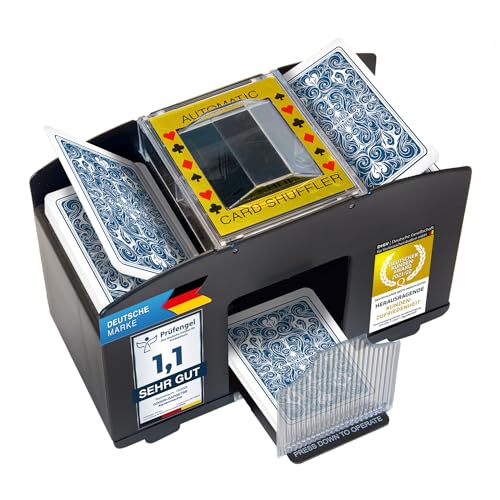 GOODS+GADGETS Elektrischer Kartenmischer Automatische XXL Karten-Mischmaschine für 4 Decks; Batteriebetrieben für sämtliche Spielkarten bis 90 mm GOODS+GADGETS Elektrischer Kartenmischer Automatische XXL Karten-Mischmaschine für 4 Decks; Batteriebetrieben für sämtliche Spielkarten bis 90 mm von GOODS+GADGETS