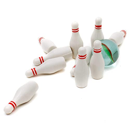 GOODS+GADGETS Mini Bowling Set Miniatur-Bowling Kegel-Spiel mit Kugel im Büro, Pausenraum, UVM (Kegelspiel) von GOODS+GADGETS