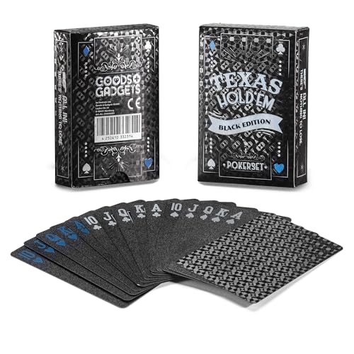 GOODS+GADGETS Pokerkarten - langlebige Spielkarten aus PVC Kunststoff, Poker Karten wasserfest, Knickfest (Schwarz) von GOODS+GADGETS