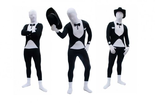 GOODS+GADGETS Spandex-Lycra Ganzkörperanzug Body Suit Anzug - Tuxedo/Smoking/Butler Kostüm Gr. L von GOODS+GADGETS