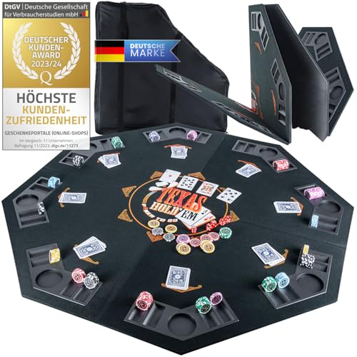 GOODS+GADGETS XXL Pokertisch-Auflage 120 x 120 cm Faltbare Pokerauflage; Poker-Zubehör Pokermatte Tisch-Auflage mit hochwertigem Filz; mit 8 Getränkehaltern; mobil & klappbar (Schwarz - 120 x 120 cm) GOODS+GADGETS XXL Pokertisch-Auflage 120 x 120 cm Faltbare Pokerauflage; Poker-Zubehör Pokermatte Tisch-Auflage mit hochwertigem Filz; mit 8 Getränkehaltern; mobil & klappbar (Schwarz - 120 x 120 cm) von GOODS+GADGETS