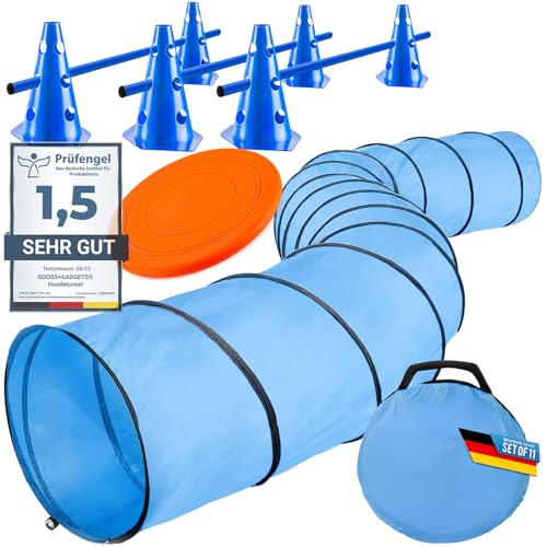 Hunde Agility Tunnel - Hundetunnel Spieltunnel; 500cm Agilitytunnel; Agility Zubehör-Set Hundehöhle inkl. Heringe, Transporttasche, Wurfspielzeug Frisbee & Steckhürden mit Hütchen Hunde Agility Tunnel - Hundetunnel Spieltunnel; 500cm Agilitytunnel; Agility Zubehör-Set Hundehöhle inkl. Heringe, Transporttasche, Wurfspielzeug Frisbee & Steckhürden mit Hütchen von GOODS+GADGETS