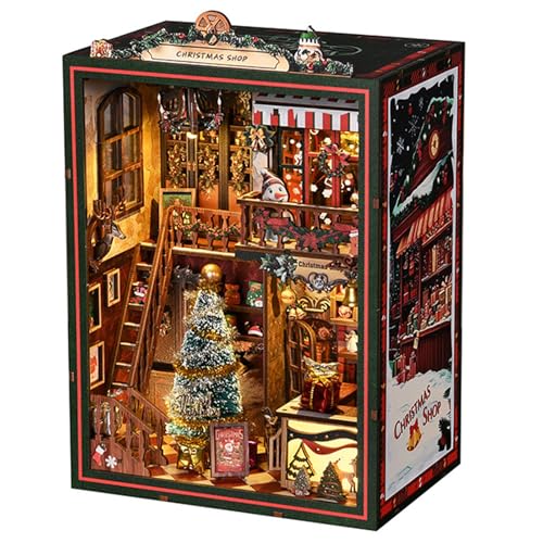 GOOGO Book Nook Kit, DIY Miniaturhaus Book Nook (Weihnachtsladen) von GOOGO