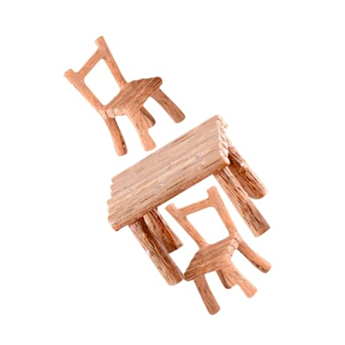 GOOHOCHY 1 Satz Miniatur Möbel Set für Garten und Puppenhaus Teiliges Resin Tisch und Stuhl mit Rustikalem Design für Kreative und Heimdekoration von GOOHOCHY