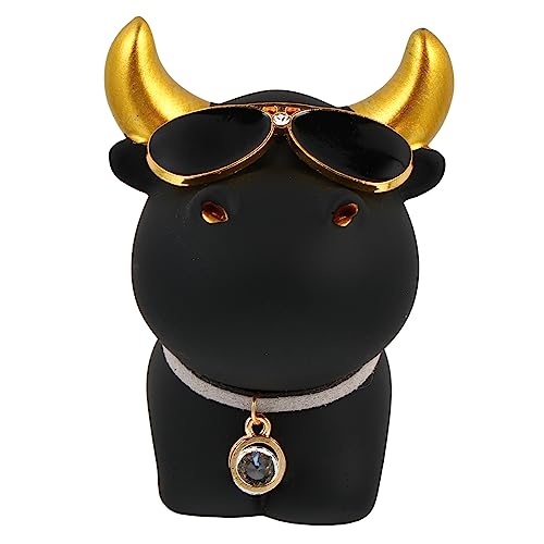 GOOHOCHY 1 Stück Ornamente Auto Animal Figures Cute Decor Cars Accessories wohnungsdeko Geschenkidee Ochsenschmuck aus Harz Ochsenhandwerk aus Harz Harzer Ochse Gips Black von GOOHOCHY