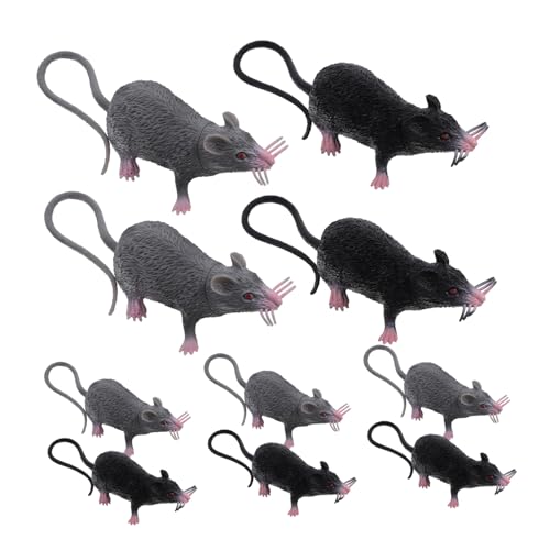 GOOHOCHY 10 Stück Teiliges Halloween Deko Realistische Falsche Mäuse Mittelgroß und Schwarz Langlebige Streichspielzeuge für Gruselige Partys und Scherze von GOOHOCHY