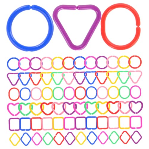 GOOHOCHY 100 Stück Geometrische Spielringe Ketten für Frühe Bildung und Sensorische Entwicklung Plastikverbindungen für Kindergarten und Kinderwagen für Feinmotorik und Kreativität von GOOHOCHY