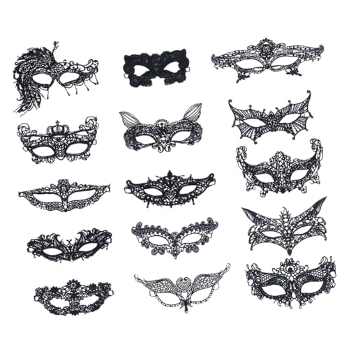 GOOHOCHY 15st Maskerade Halloween-kostümmaske Spitzenmaske Karnevalsmaske Cosplay-maske Geheimnisvolle Maske Maskenball Masken Augenmuschel Elegante Maske Partymaske Kleidung Abschlussball von GOOHOCHY