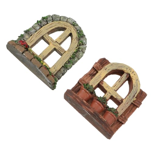 GOOHOCHY 2 Stück Fisch Tank Ornament Resin Miniatur Fenster Dekoration für Aquarien Garten Kreative Landschaftsdeko für DIY Mikrolandschaften Zufällige Designs von GOOHOCHY