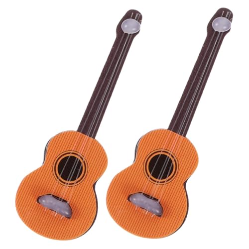 GOOHOCHY 2 Stück Miniatur Gitarre Teilig Vintage Retro Holzmodell Realistisch Puppenhaus Dekoration Fotorequisit für Miniaturwelten und Spielzubehör von GOOHOCHY