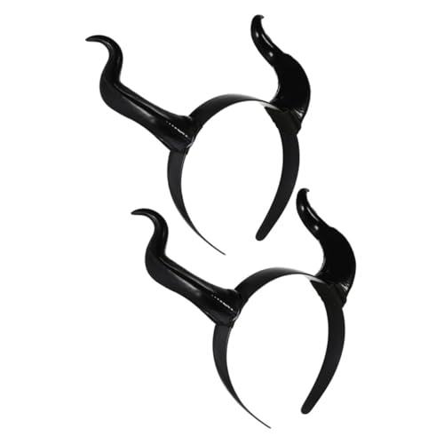 GOOHOCHY 2 Stück Teiliges Halloween Teufelshörner Stirnband Abnehmbar Komfortabler Ox Horn Kopfschmuck Leichtes Cosplay Haarreif für Party Kostüm Karneval von GOOHOCHY