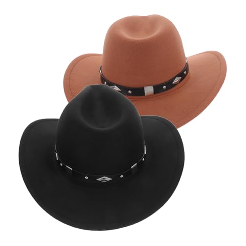 GOOHOCHY 2 Stück Western Cowboyhut Damen Herren Polyester Fedora mit Breiter Krempe und Modischem Gürtel für Sommer Outdoor Western Party Kostüm Vielseitig für Reiten Garten Camping GOOHOCHY 2 Stück Western Cowboyhut Damen Herren Polyester Fedora mit Breiter Krempe und Modischem Gürtel für Sommer Outdoor Western Party Kostüm Vielseitig für Reiten Garten Camping von GOOHOCHY