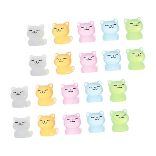 GOOHOCHY 20 Stück Katzenfiguren aus Leuchtendem Resin Nachtleuchtende Deko für Miniaturgärten Puppenhäuser und Mikrolandschaften für Sammler von GOOHOCHY