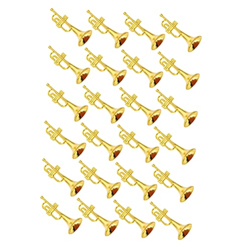 GOOHOCHY 24 Stück Musikinstrumentenmodell Trompete Musikschmuck Mini-trompetenverzierung Led Musikinstrument Miniatur DIY- Für Mini-zubehör Mini-hausbedarf Golden Plastik von GOOHOCHY