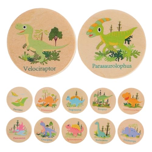 GOOHOCHY 24 Stück Teiliges Dinosaurier Gedächtnisspiel aus Holz für Lernspielzeug Konzentration und Kognitiven Fähigkeiten für Vorschulkinder von GOOHOCHY