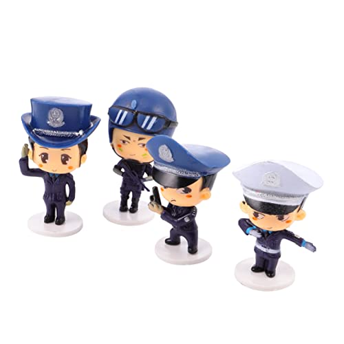 GOOHOCHY 4 Stück Polizei Themenfiguren Tortendekoration Teiliges für Geburtstagsfeiern Cartoon Figuren für Kuchen Party Deko für Jungen und Mädchen Wiederverwendbare Dekorationen für von GOOHOCHY