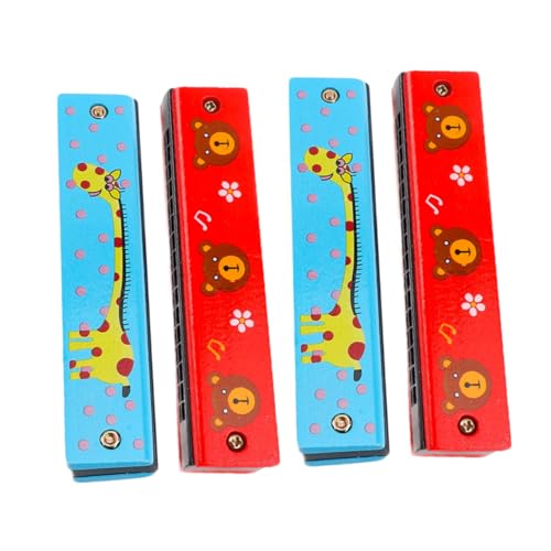 GOOHOCHY 4 Stück Teiliges Löchern Doppelte Reihen Bunte Cartoon Motive Langlebiges Musikinstrument für Musikalische Früherziehung Geeignet für Jungen und Mädchen Zufällige Zufällige Farbe von GOOHOCHY