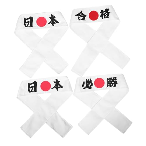 GOOHOCHY 4 Stück Teiliges Samurai Hachimaki Stirnband Japanische Kopfbandana für Karate Kochen Sport Team Events Waschbar Wiederverwendbar Motivations Accessoire für Partys und Wettkämpfe von GOOHOCHY