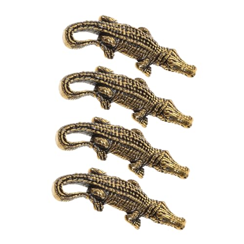 GOOHOCHY 4stücke Miniatur-messingstatue Krokodil Exquisiter Retro-Ornament Kleine Tierfigur Aus Vintage-Dekoration Für Schreibtisch Büro-besitz von GOOHOCHY
