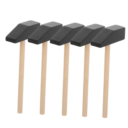 GOOHOCHY 5 Stück Teiliges Holzhammer aus Robustem Sicherer Kleiner Hammer für Kleinkinder Fördert Feinmotorik und Kreatives mit Bauklötzen für Jungen und Mädchen von GOOHOCHY
