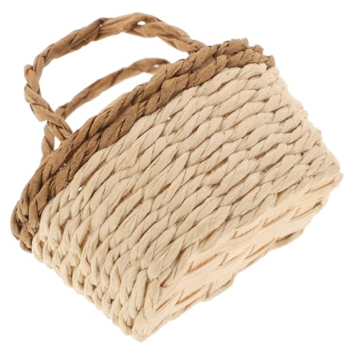 GOOHOCHY Dollhouse Mini Woven Basket Handgefertigter Flechtkorb für Puppenhaus Zubehör als Fotorequisit zur Gestaltung Realistischer Miniatur Szenen Kaffeebraun von GOOHOCHY