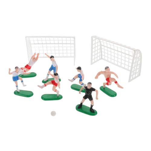 GOOHOCHY Fußball Deko Set Teilig Miniatur Fußballspieler und Tor Realistische Figuren für Party Torten Dekoration Detailreiches Fußballfeld Zubehör für Jungen Geburtstag von GOOHOCHY