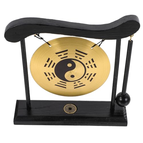GOOHOCHY Gong-verzierung Hausdekoration Groß Desktop-gong Für Den Haushalt Für Zuhause Desktop - Einzigartiges Gonghandwerk Wohndekoration Desktop-Ornament Szenenlayout Gong Holz Black von GOOHOCHY