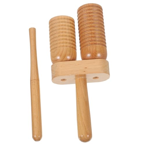 GOOHOCHY Holzblock Percussion Instrument aus Robustem Buchenholz mit Holzklöppel Kindgerechtes Rhythmusblock Musikspielzeug für Einfach Lernfördernd von GOOHOCHY
