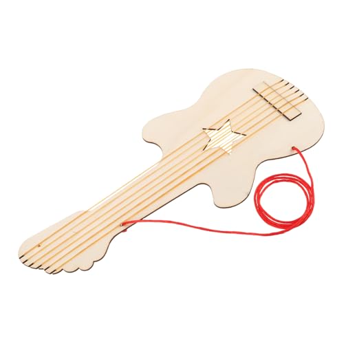 GOOHOCHY Holzgitarre Handgefertigte Holzgitarre Gitarre Holzhandwerk Ausschnitt Holzgitarrenmodell Holzgitarre Holzgitarren Bastelbedarf Beige von GOOHOCHY