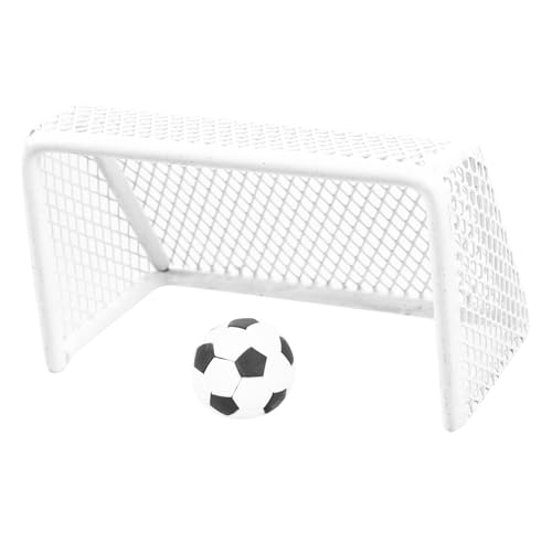 GOOHOCHY Mini Fußballtor Set für Puppenhaus Mini Fußball Stabile und Kunststoffmaterialien Langlebig und Tragbar Miniatur Dekoration für Indoor und Garten von GOOHOCHY