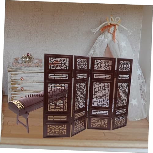 GOOHOCHY Miniatur Chinesisches Musikinstrument Modell Puppenhaus Zubehör Klassisches Guzheng Pipa und Fächer Dekoration Vintage Stil Detailreiche Mini Möbel für Doll House Design von GOOHOCHY