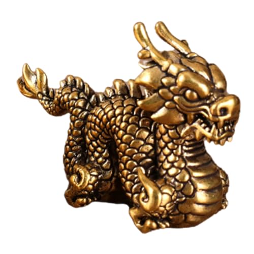 GOOHOCHY Ornament Drachenstatue Aus Messing Feng-Shui-miniaturen Mythische Tierfigur Viel Reichtum Messing Feng-Shui-Drache Reichtum Wohlstand Statue Wohnkultur von GOOHOCHY