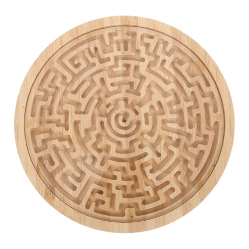 GOOHOCHY Rundes Holz Labyrinthspiel für Tragbares Lernspielzeug mit Beweglichen Perlen Fördert Logisches Denken Motorische Fähigkeiten und Frühkindliche Entwicklung für Unterwegs von GOOHOCHY