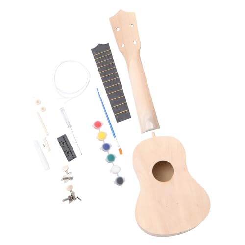 GOOHOCHY Ukulele DIY Kit Basswood Bausatz zum Selberbauen und Bemalen Leichtes Hawaii Musikinstrument für Eltern Kreatives Bastelset mit Anleitung für Anfänger und Musikfans von GOOHOCHY