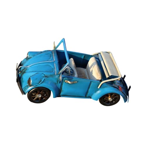 GOOHOCHY Vintage Eisen Modellauto Retro Fahrzeug Skulptur mit Antikem Look Detailreiche Handarbeit Langlebiges Klassische Sammlerstück Dekoration für Wohn und Arbeitszimmer Blau von GOOHOCHY
