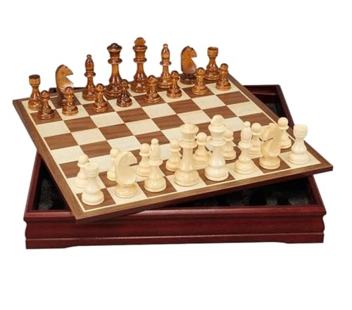 Schachspiel Schachspiel Holzschachset Mit Schachfiguren Tragbares Spielbrett Mit Ablageschachset Für Partyfamilie Schachbrettspiel(30cm) von GOOPEEG