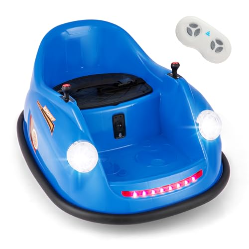 GOPLUS 12V Autoscooter Kinder, Elektro Bumperauto mit Fernbedienung, 360-Grad-Drehung, LED-Lichter & Musik, Elektrofahrzeug für Kinder von 2-5 Jahren (Blau) von GOPLUS