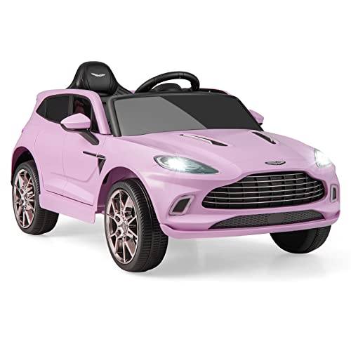 GOPLUS 12V Kinder Elektroauto Aston Martin DBX, Kinderfahrzeug mit Ferbedienung, Hupe, Musik, Schweinwerfer & Rücklicht, Kinderauto mit Slow-Start-Funktion für 3-8 Jahre alt (Rosa) von GOPLUS