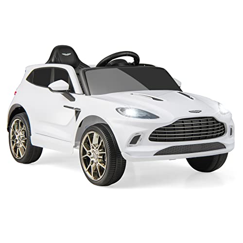 GOPLUS 12V Kinder Elektroauto Aston Martin DBX, Kinderfahrzeug mit Ferbedienung, Hupe, Musik, Schweinwerfer & Rücklicht, Kinderauto mit Slow-Start-Funktion für 3-8 Jahre alt (Weiß) von GOPLUS