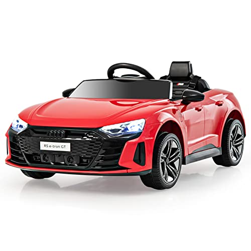 GOPLUS 12V Kinder Elektroauto Audi RS e-tron GT, Kinderauto mit 2,4G-Fernbedienung, MP3, USB,Musik & LED-Scheinwerfer, Kinderfahrzeug mit 2 Türen, für Kinder 3-8 Jahre (Rot) von GOPLUS