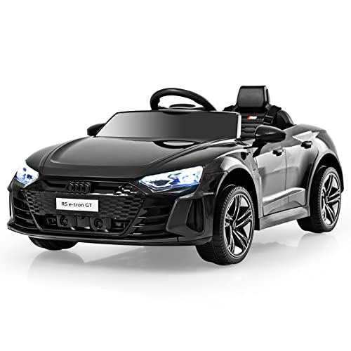 GOPLUS 12V Kinder Elektroauto Audi RS e-tron GT, Kinderauto mit 2,4G-Fernbedienung, MP3, USB,Musik & LED-Scheinwerfer, Kinderfahrzeug mit 2 Türen, für Kinder 3-8 Jahren (Schwarz) von GOPLUS