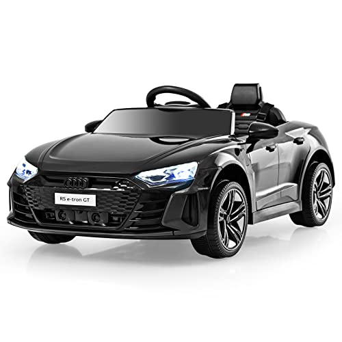 GOPLUS 12V Kinder Elektroauto Audi RS e-tron GT, Kinderauto mit 2,4G-Fernbedienung, MP3, USB,Musik & LED-Scheinwerfer, Kinderfahrzeug mit 2 Türen, für Kinder 3-8 Jahre (Schwarz) von GOPLUS