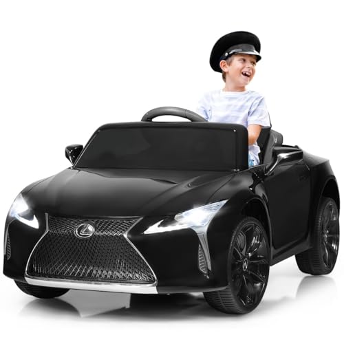 GOPLUS 12V Kinder Elektroauto Lexus LC500, Elektrofahrzeuge mit 2,4G Fernbedienung, Kinderauto Elektrisch mit 2 Türen & 2 Geschwindigkeiten & USB & Hupe & Musik, für Kinder 3-8 Jahren (schwarz) von GOPLUS