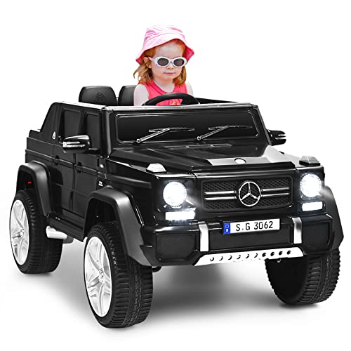 GOPLUS 12V Kinder Elektroauto Mercedes-Benz Maybach mit 2,4 Ghz Fernbedienung, Kinderfahrzeug mit Softstart, 2,5-5,5km/h, USB, MP3, LED-Licht, Sicherheitsgurt, für Kinder 3-8 Jahre (Schwarz) von GOPLUS