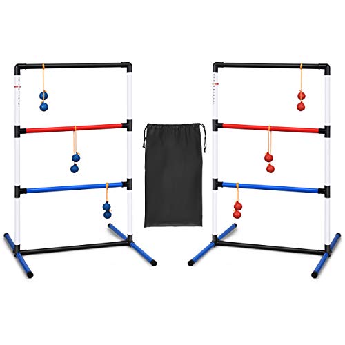GOPLUS 2er Leitergolf Wurfspiel Set, Spin Ladder aus PVC, Ladder Golf mit Tragetasche, Score-Tracker-Klemme, mit 6 Doppelkugeln, Geschicklichkeitsspiel für alle Altersgruppe von GOPLUS