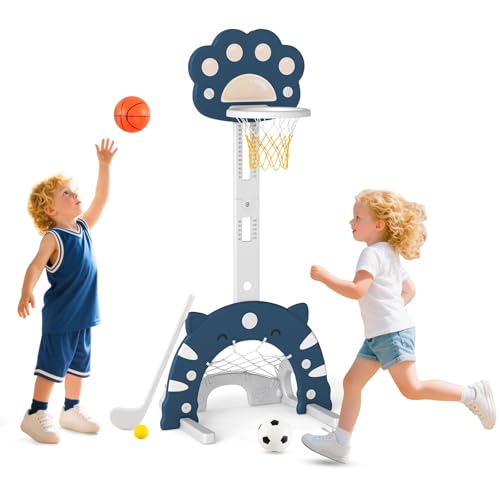 GOPLUS 3-in-1-Basketballkorb für Kinder, höhenverstellbarer Basketballständer, Basketballspiel für mit Basketball & Fußball & Golfspiel, Indoor- und Outdoor-Spielset für Kinder ab 3 Jahren GOPLUS 3-in-1-Basketballkorb für Kinder, höhenverstellbarer Basketballständer, Basketballspiel für mit Basketball & Fußball & Golfspiel, Indoor- und Outdoor-Spielset für Kinder ab 3 Jahren von GOPLUS