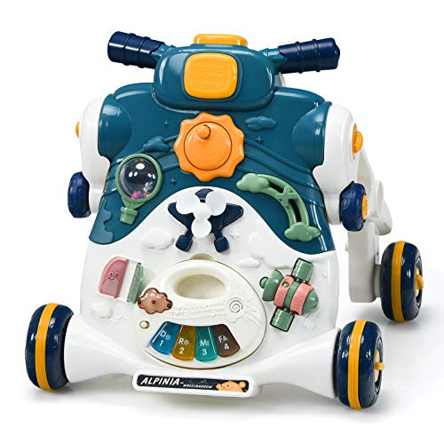 GOPLUS 3-in-1 Lauflernwagen, als Spielzentrum Lauflernhilfe Rutschauto, Abnehmbares Spielbrett, mit Licht & Musik, Vielseitiges Spielzeug, Geschenk für 12-36 Monaten (Blau) von GOPLUS