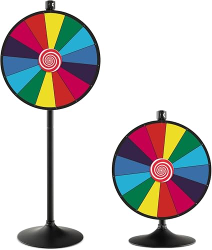 GOPLUS 30 Zoll Glücksrad mit höhenverstellbarem Metallboden, inkl. Radiergummi und Markierstift，Drehrad Preisrad für Lotteriespiele und Partyspiel, für Kinder und Erwachsenen, bunt (24") von GOPLUS