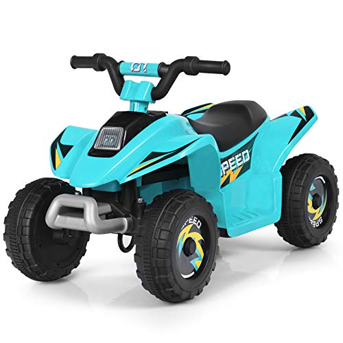 GOPLUS 6V Elektro Kindquad ATV mit Vor- und Rückwärtsschalter, Miniquad Kinderauto, Elektrofahrzeug aus PP + Stahl, Elektro Motorrad für Kinder ab 3 Jahre bis zu 30kg tragbar, 73x40x44,5cm (Blau) von GOPLUS